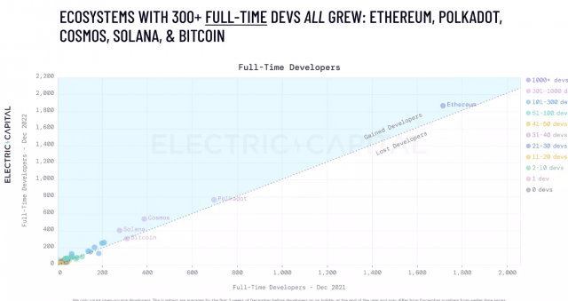 Which chain has the highest number of new cryptocurrency developers and has expanded the most? ｜Annual Report 2022 3