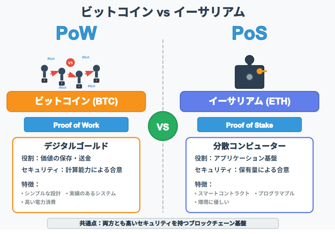 ビットコインとイーサリアムの違い