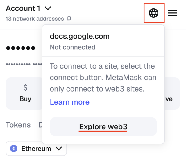メタマスク画面