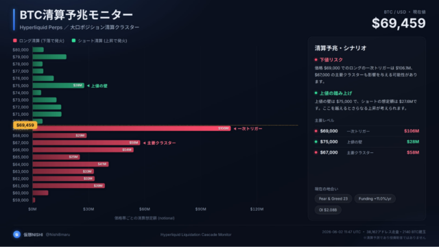 ハイパーリキッドの価格別清算データ